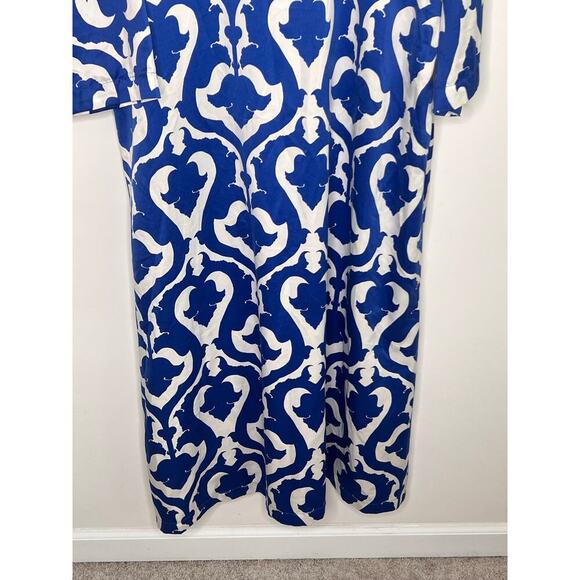 Natori Floral Bishop Sleeve V-Neck Robe Maxi Dress Blue/White Women's Size XL - Picture 11 of 11